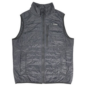Hurley Men Medium Black Quilted Puffer Vest Outdoor Warm Cozy Winter Outerwear